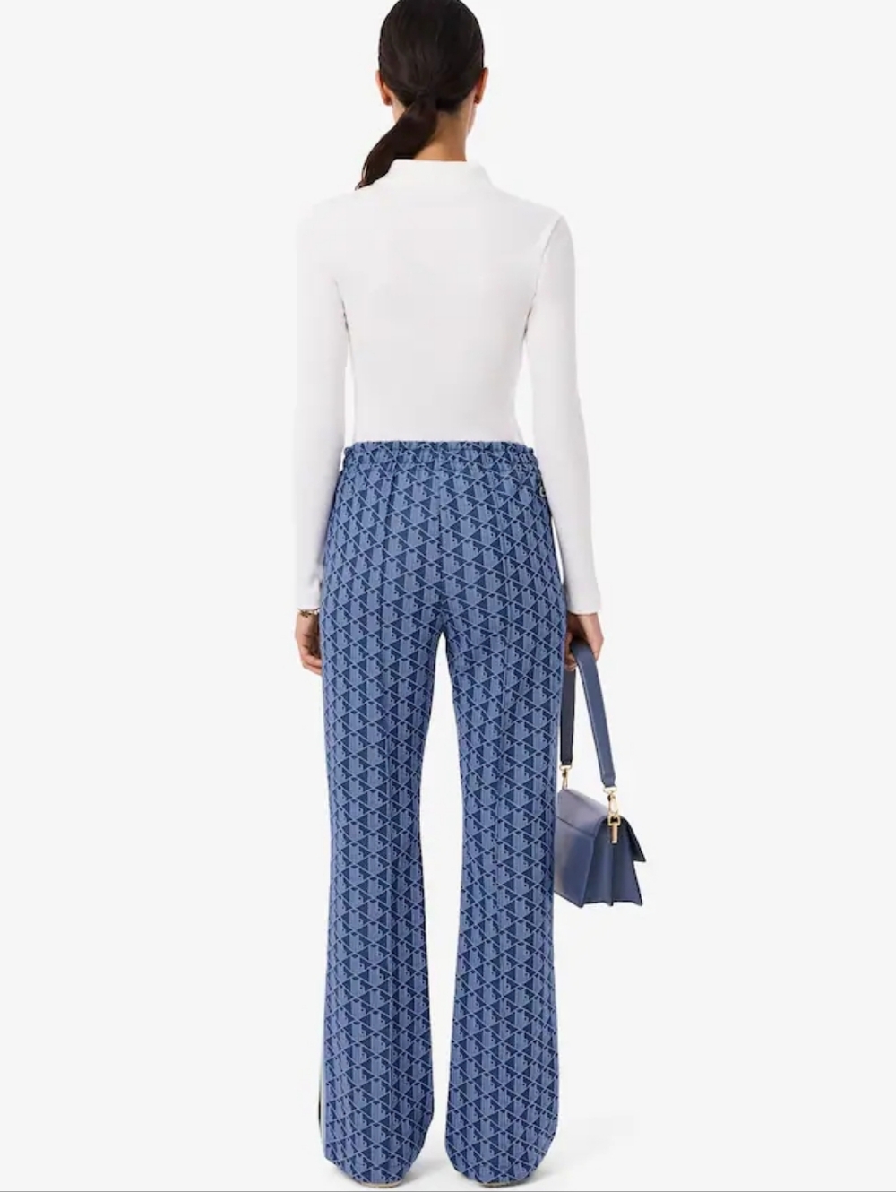 Lacoste Blue Patterned Track Pants with Side Stripes - Picture 4 of 15